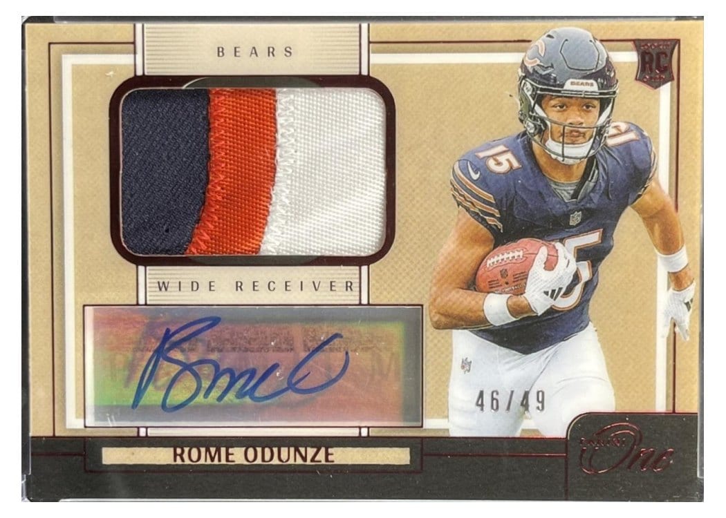 2024 Panini One Premium Rookie Patch Autographs Rome Odunze #104 card