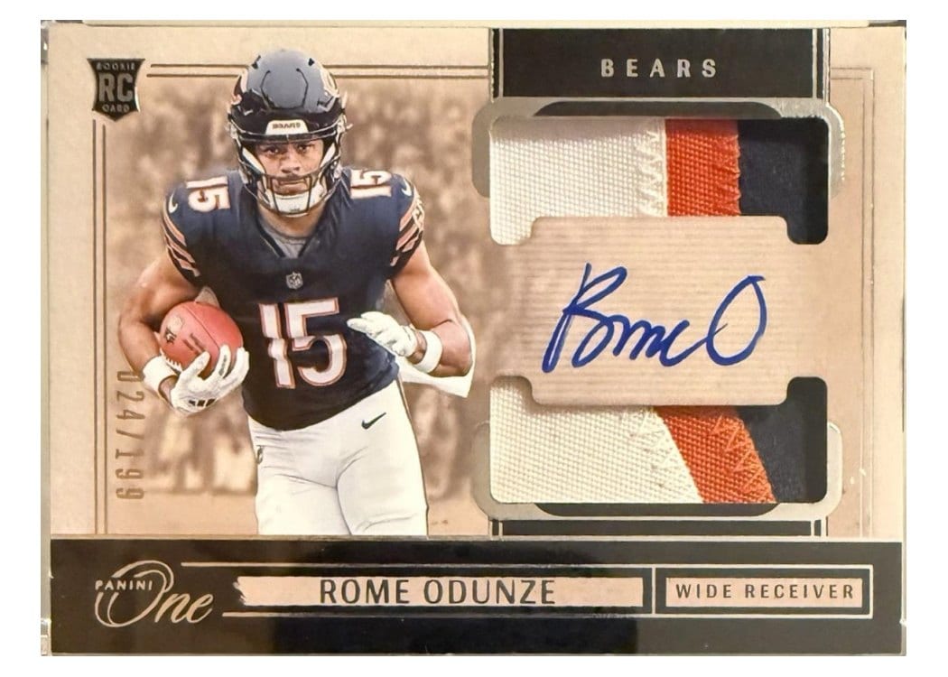 2024 Panini One Rookie Dual Patch Autographs Rome Odunze Rookie Dual Patch Autograph #34 card