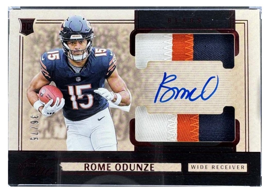 2024 Panini One Rookie Dual Patch Autographs Rome Odunze #34 card