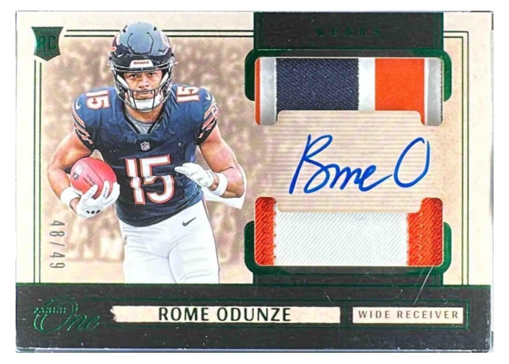 2024 Panini One Rookie Dual Patch Autographs Rome Odunze #34 card