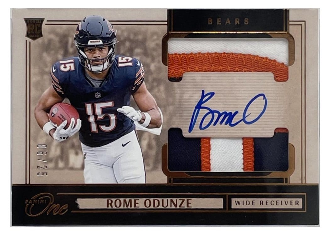 2024 Panini One Rookie Dual Patch Autographs Rome Odunze #34 card