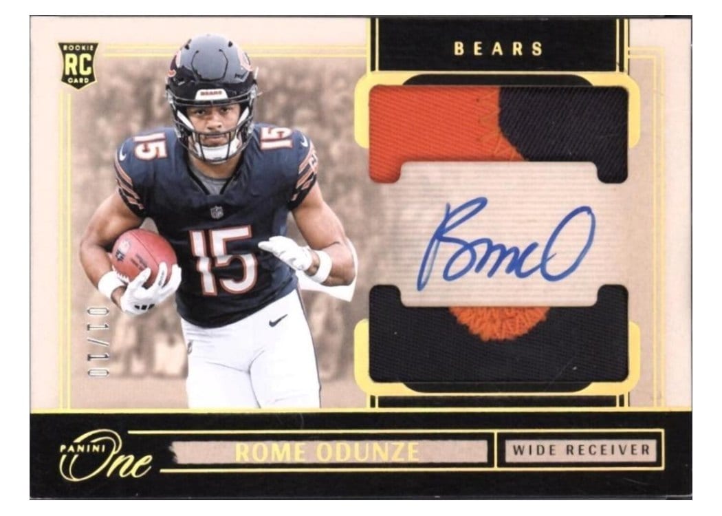 2024 Panini One Rookie Dual Patch Autographs Rome Odunze #34 card