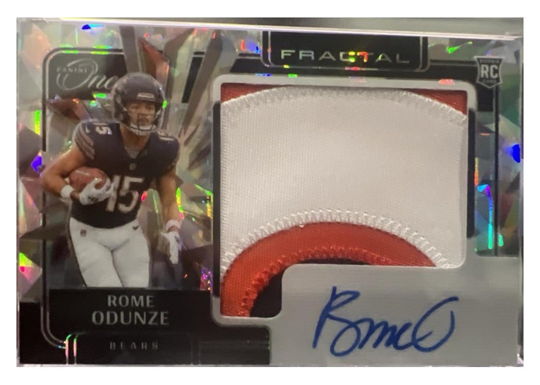 2024 Panini One Rookie Fractal Autographs Rome Odunze Rookie Fractal Patch Autograph #394 card