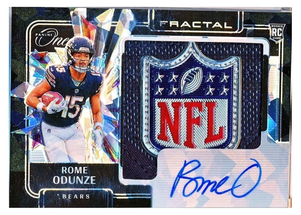 2024 Panini One Rookie Fractal Autographs Rome Odunze #394 card