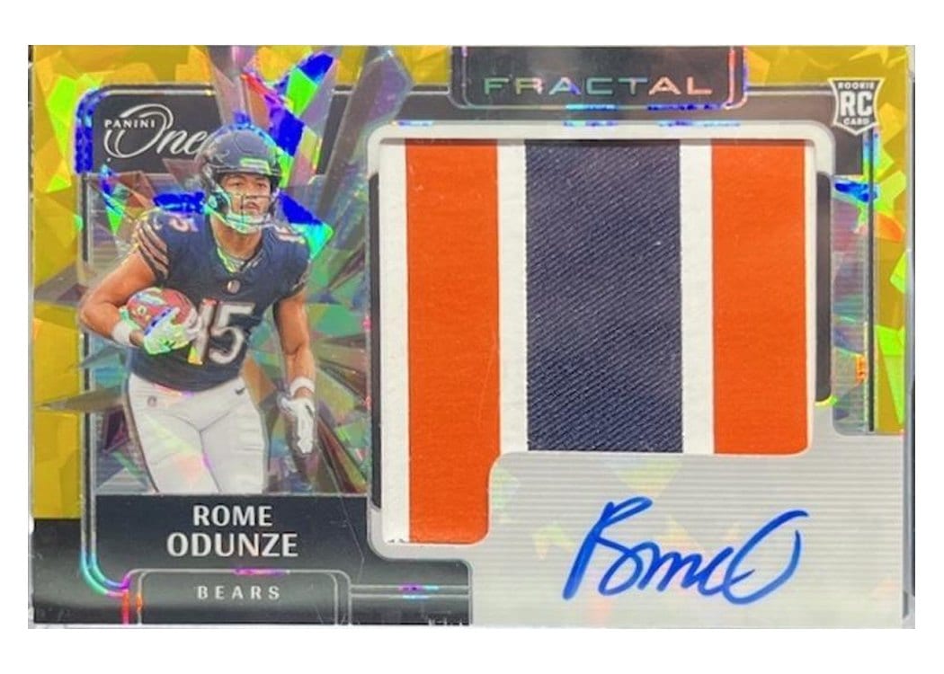 2024 Panini One Rookie Fractal Autographs Rome Odunze #394 card