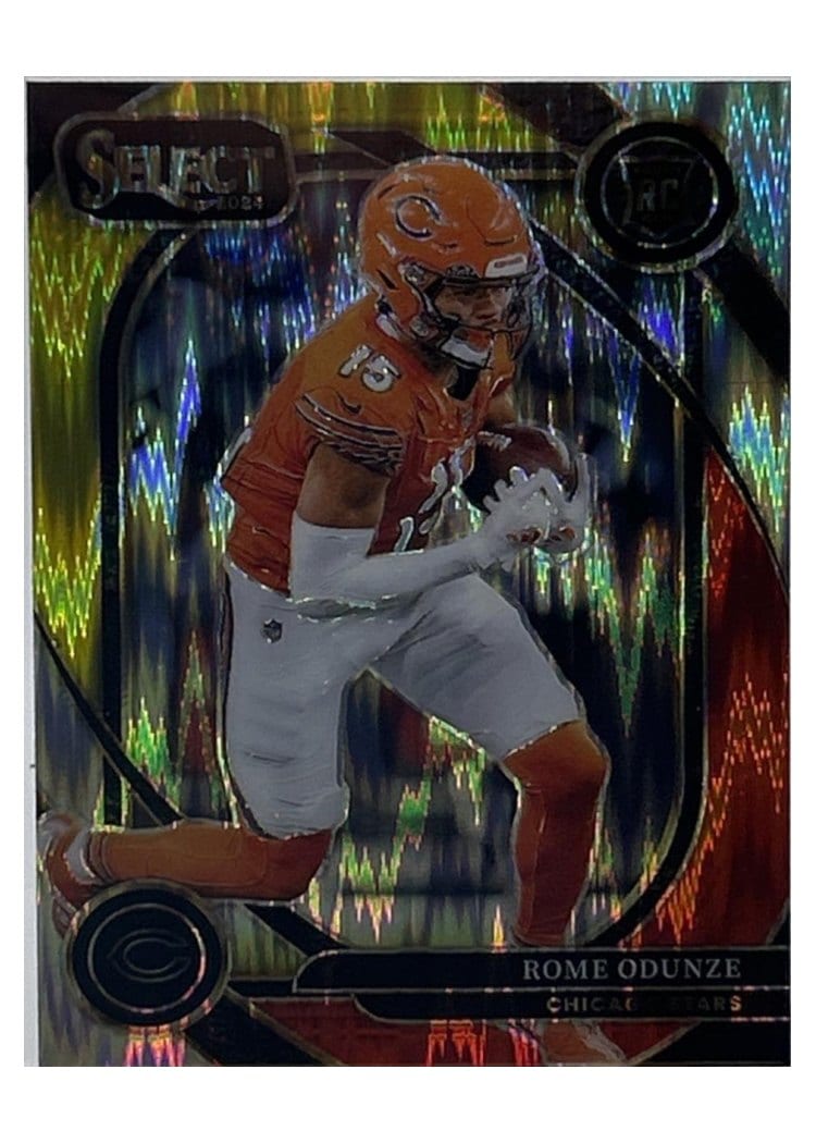 2024 Panini Select Base Set Rome Odunze Red Yellow Prizm Shock #236 card