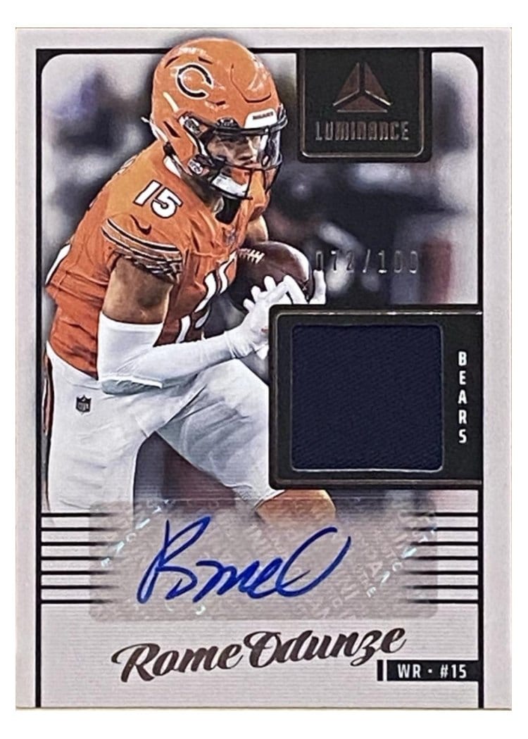 2025 Panini Luminance Autograph Jerseys Rome Odunze #9 card