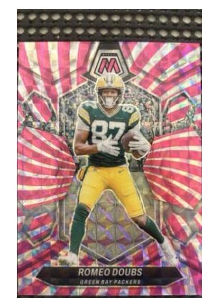 2024 Panini Mosaic Base Set Romeo Doubs Pink Swirl #82 card