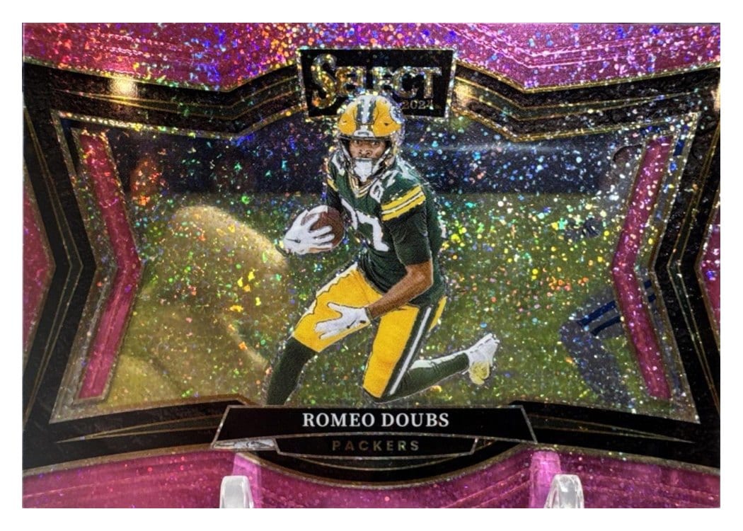 2024 Panini Select Base Set Romeo Doubs Pink Glitter Prizm #490 card