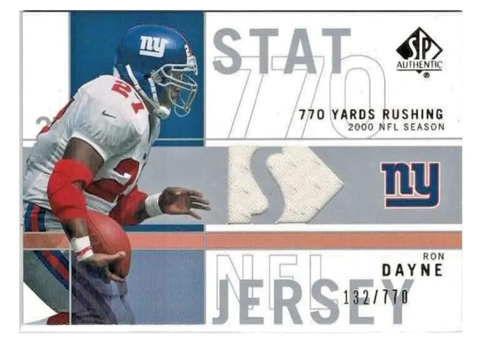 2001 SP Authentic Stat Jerseys Ron Dayne #SP-RD card