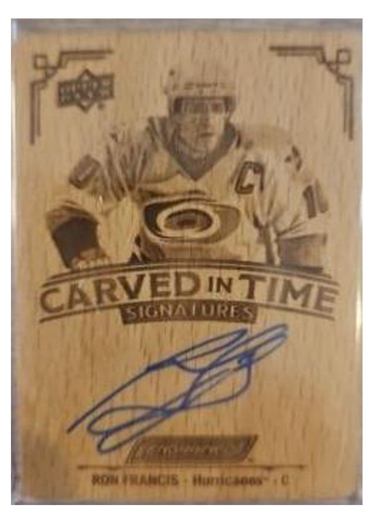 2023-24 Upper Deck Engrained Carved in Time Manufactured Wood Signatures Ron Francis #CT-6