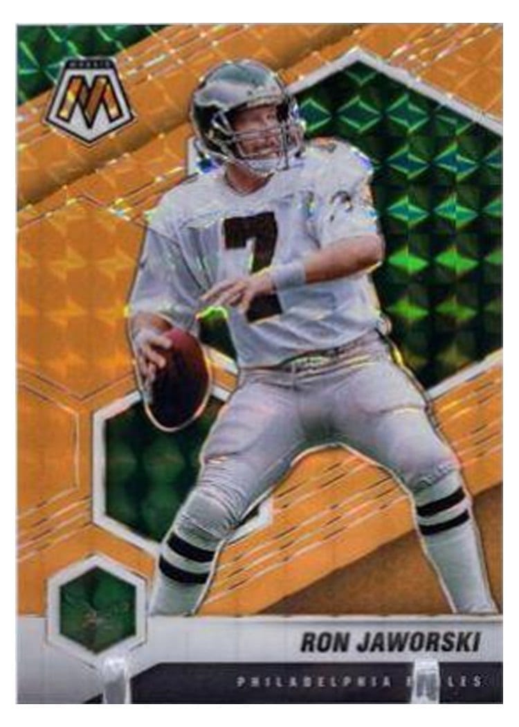 2021 Panini Mosaic Base Set Ron Jaworski Orange Fluorescent #162 card