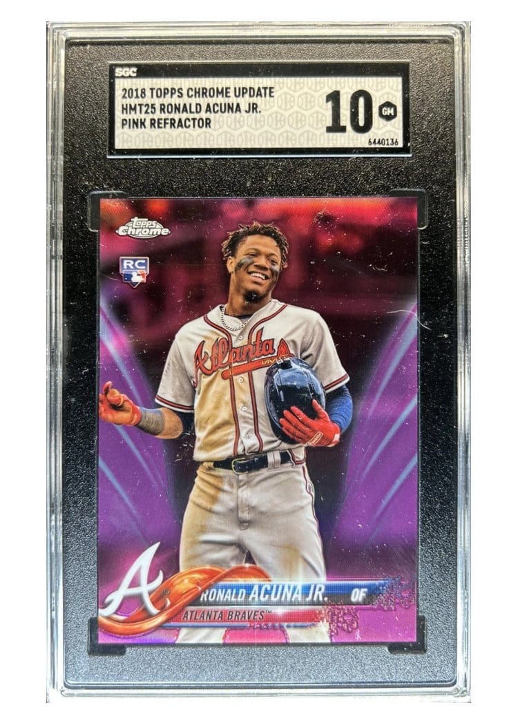 2018 Topps Chrome Update Ronald Acuna Jr. Pink Refractor #HMT25 card