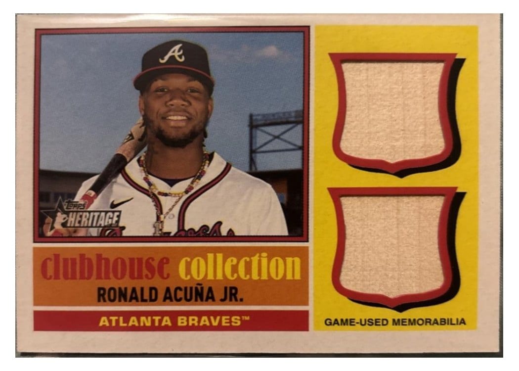 2025 Topps Heritage Clubhouse Collection Single Player Dual Relics Ronald Acuña Jr. #CCSDR-RA card