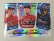 2018 Bowman Talent Pipeline Chrome Ronald Acuna, Mike Soroka, Kyle Wright #ATL card