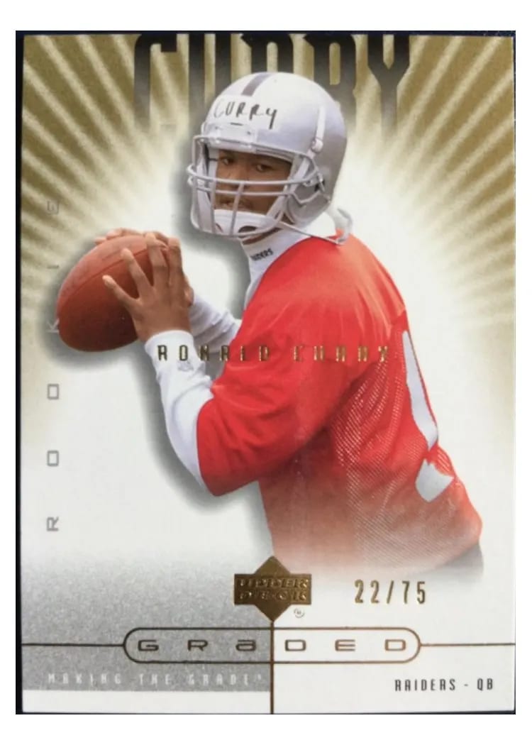 2002 Upper Deck Graded Ronald Curry Making the Grade RC Gold #95 card