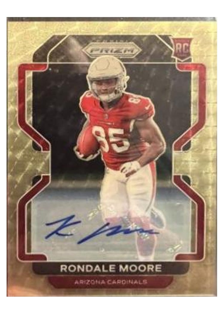 2021 Panini Prizm Base Set Rondale Moore Autograph Gold Vinyl Prizm #347 card