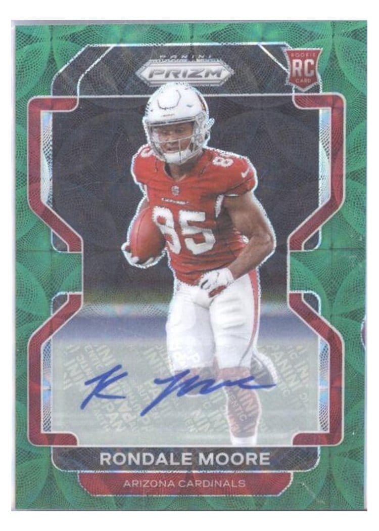2021 Panini Prizm Base Set Rondale Moore Autograph Green Scope Prizm #347 card