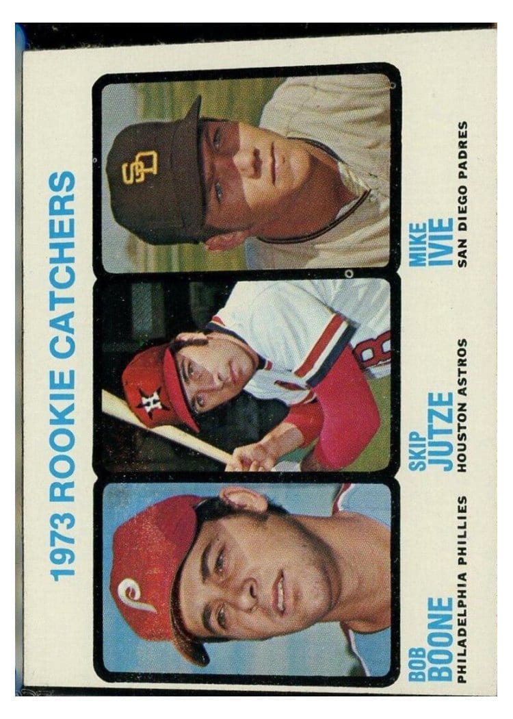 1973 Topps Rookie Catchers B. Boone, S. Jutze, M. Ivie #613 card