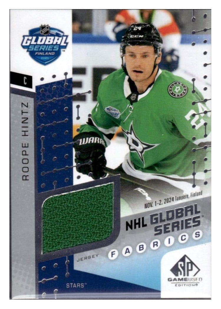 2025-26 SP Game Used 2024 Global Series Stars vs. Panthers Fabrics Roope Hintz #GSF2-9 card