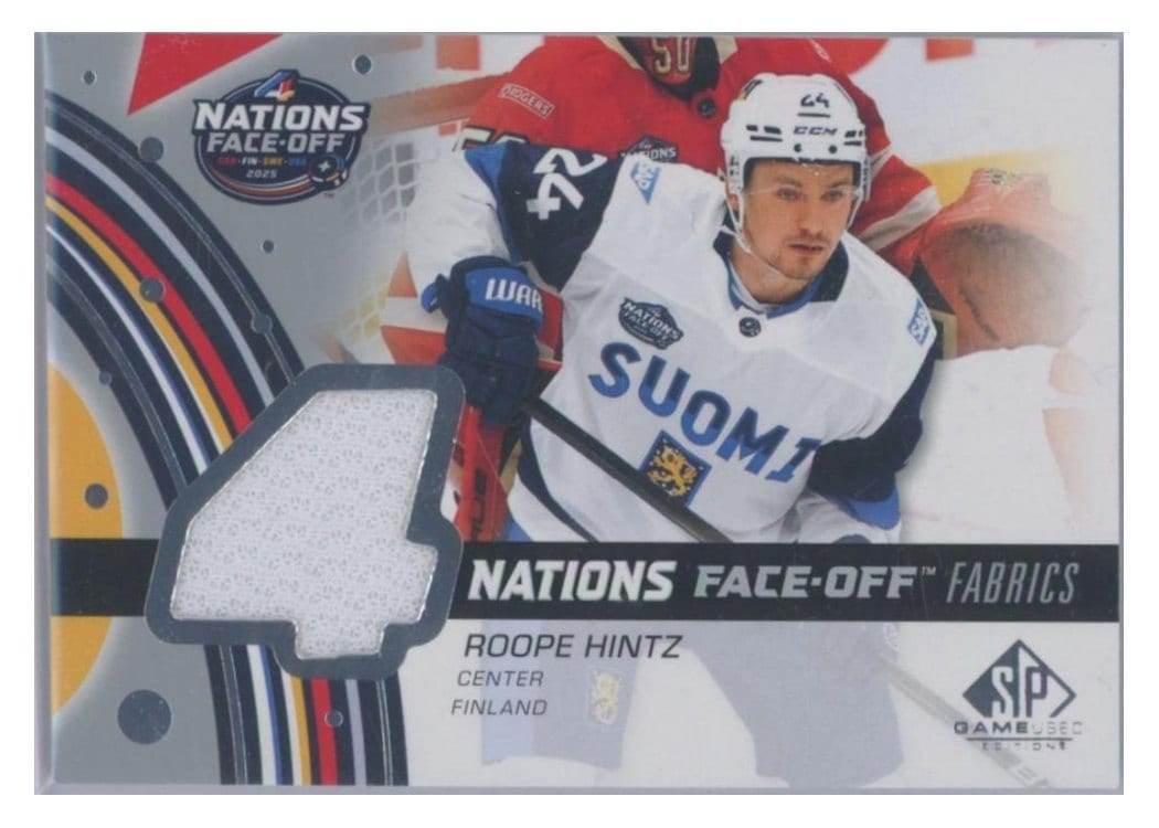 2025-26 SP Game Used 2025 4 Nations Face-Off Fabrics Roope Hintz #4N-RH card