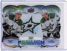 2022-23 Upper Deck Clear Cut Foundations Roope Hintz/Joe Pavelski #CCF-PH card
