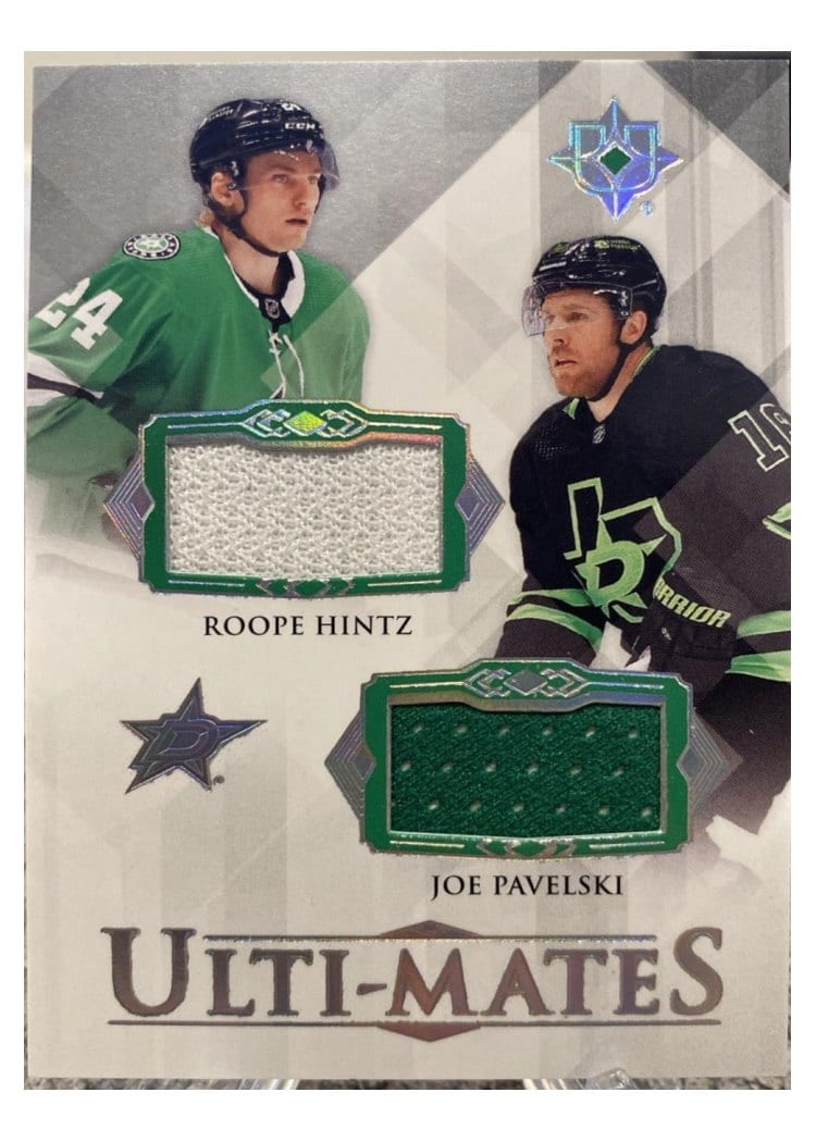 2023-24 Upper Deck Ultimate Collection Ulti-Mates Dual Jersey Roope Hintz/Joe Pavelski #UTM-PH card