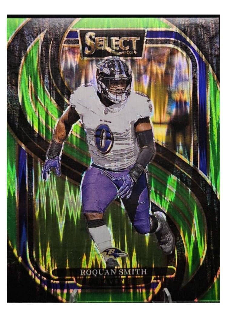 2024 Panini Select Base Set Roquan Smith Neon Green Prizm Shock #191 card