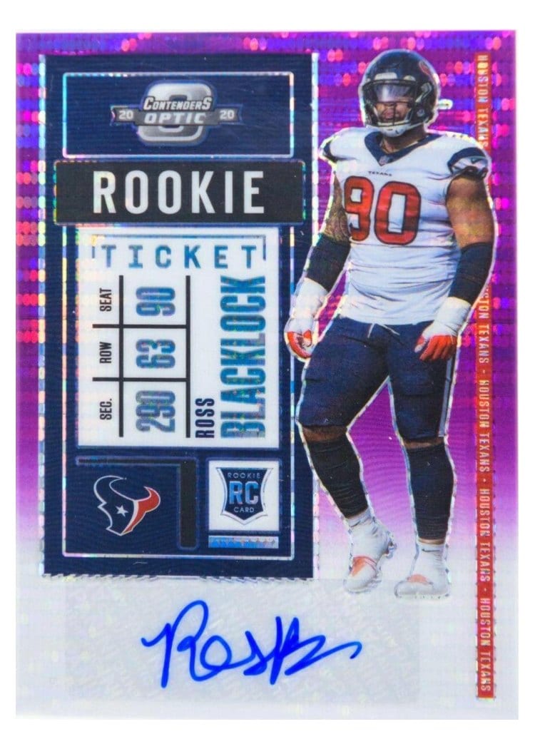 2020 Panini Contenders Optic Base Set Ross Blacklock Autograph Purple Pulsar #158 card