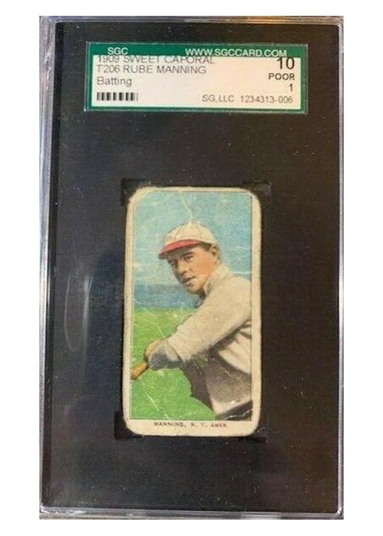 1909 T206 Sweet Caporal 150 Factory 649 Overprint Rube Manning card