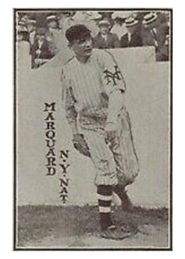 1913 Tom Barker Game Rube Marquard card