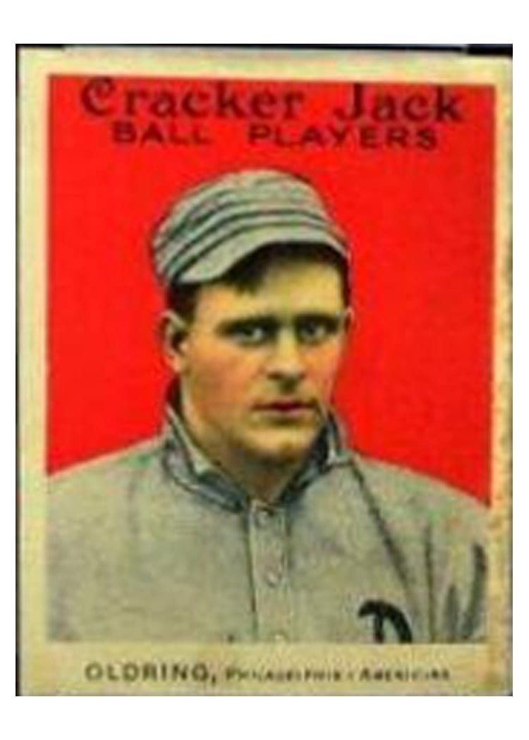 1915 Cracker Jack Rube Oldring #8 card