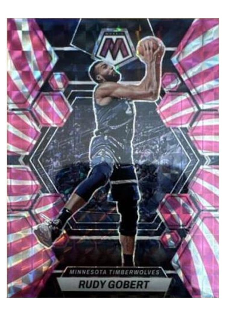 2022-23 Panini Mosaic Base Set Rudy Gobert Pink Swirl #138 card