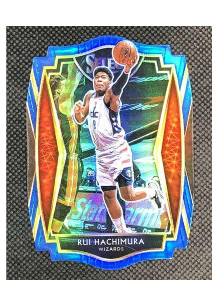 2020-21 Panini Select Base Set Rui Hachimura Blue Prizm Die Cut #130 card