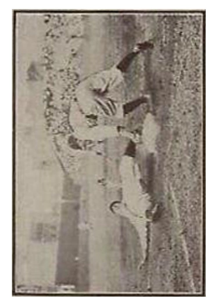 1913 Tom Barker Game Runner Sliding Fielder at Bag card