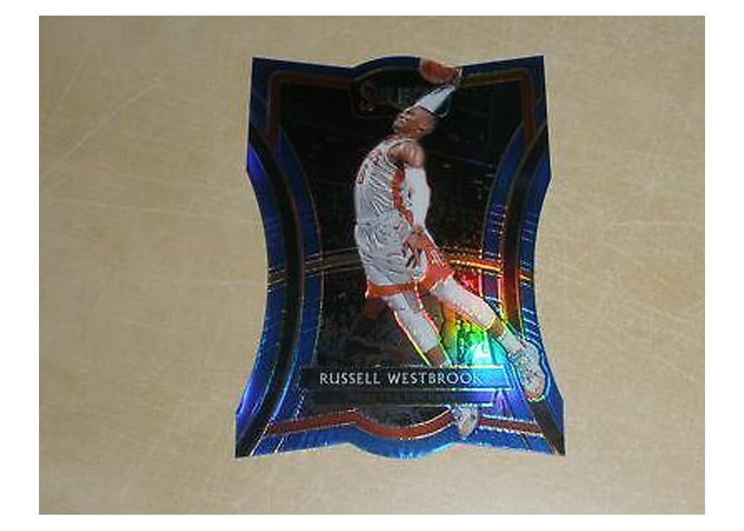 2019-20 Panini Select Base Set Russell Westbrook Die Cut Blue Prizm #197 card