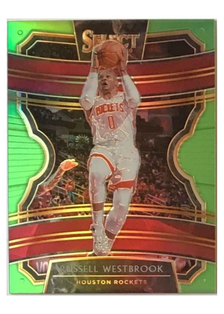 2019-20 Panini Select Base Set Russell Westbrook Neon Green Prizm #61 card