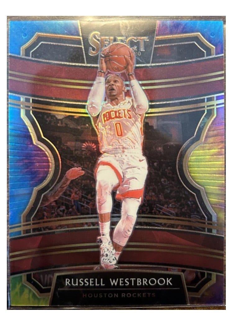 2019-20 Panini Select Base Set Russell Westbrook Tie Dye Prizm #61 card