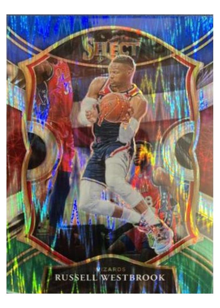 2020-21 Panini Select Base Set Russell Westbrook Blue White Green Flash #39 card