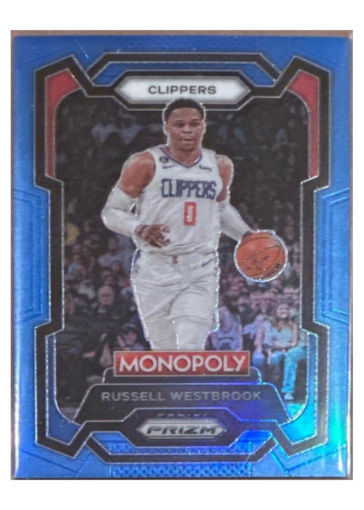 2023-24 Panini Prizm Monopoly Base Set Russell Westbrook Boardwalk Blue #38 card