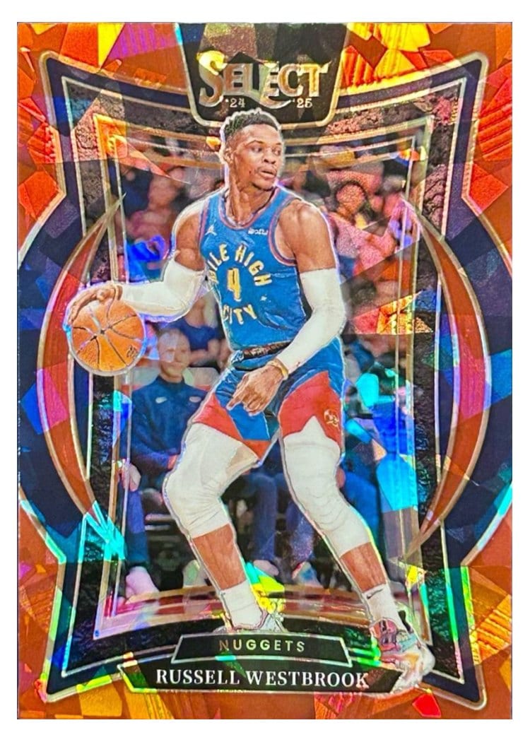 2024-25 Panini Select Base Set Russell Westbrook Red Cracked Ice Prizm #18 card