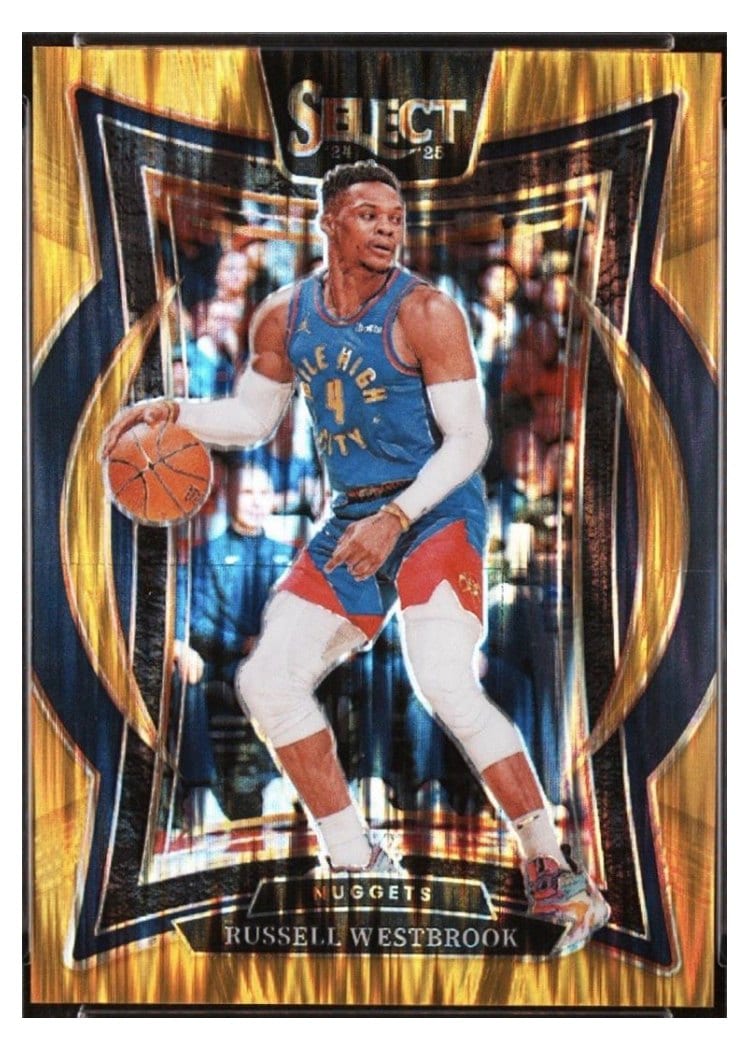 2024-25 Panini Select Base Set Russell Westbrook Gold Flash Prizm #18 card