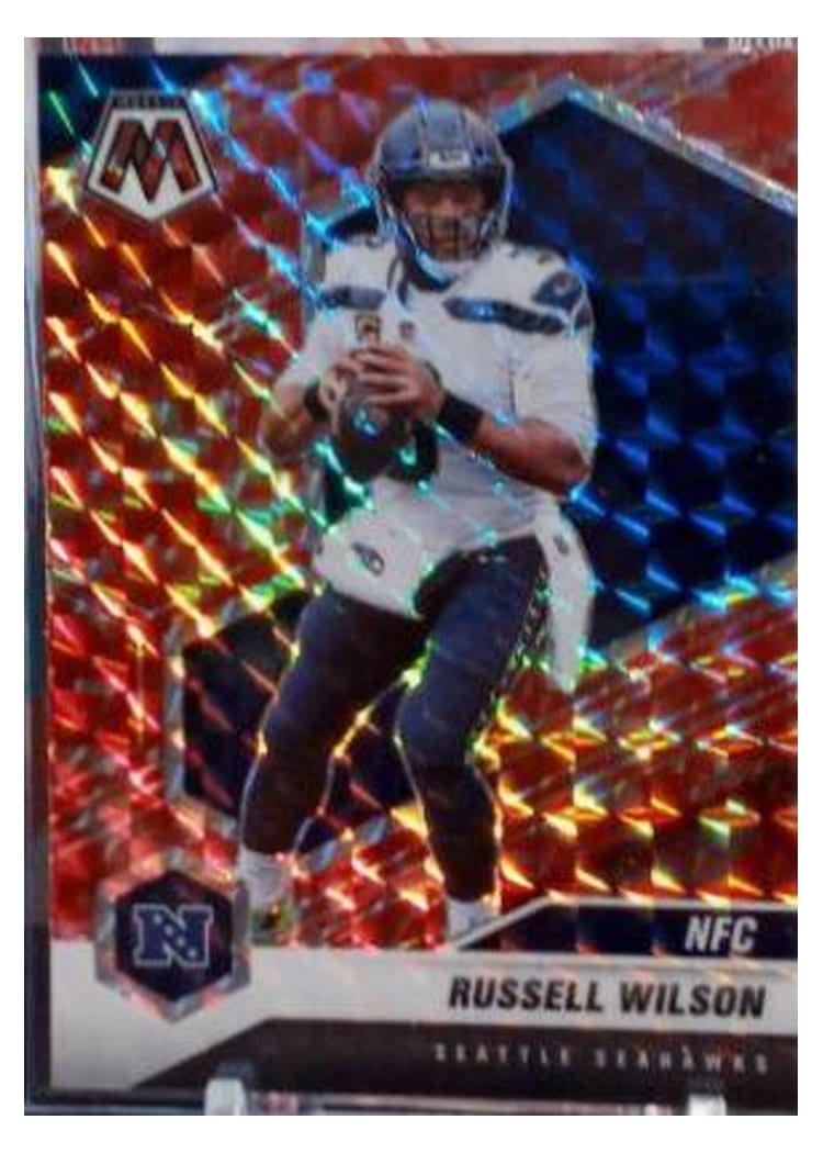 2021 Panini Mosaic Base Set Russell Wilson Camo Red Mosaic #203 card