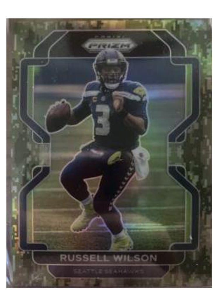 2021 Panini Prizm Base Set Russell Wilson Green Prizm #45 card