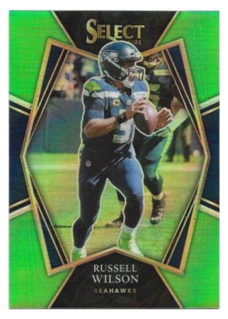 2021 Panini Select Base Set Russell Wilson Neon Green #130 card