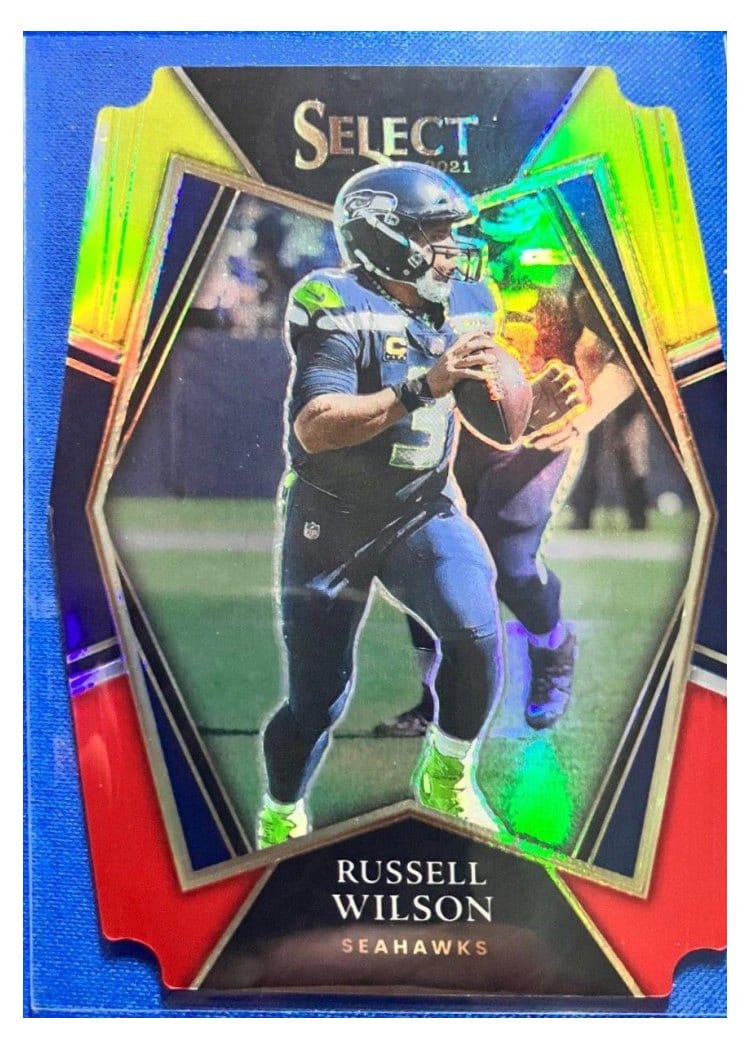 2021 Panini Select Base Set Russell Wilson Red and Yellow Die Cut #130 card