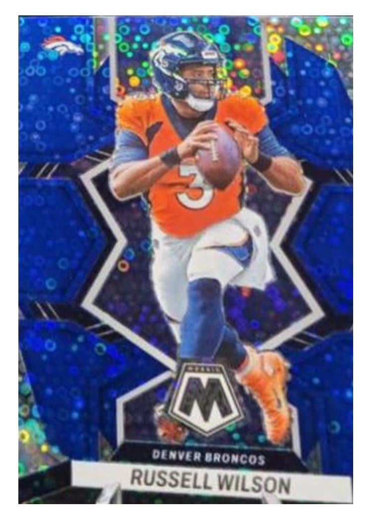 2022 Panini Mosaic Base Set Russell Wilson No Huddle Blue #257 card