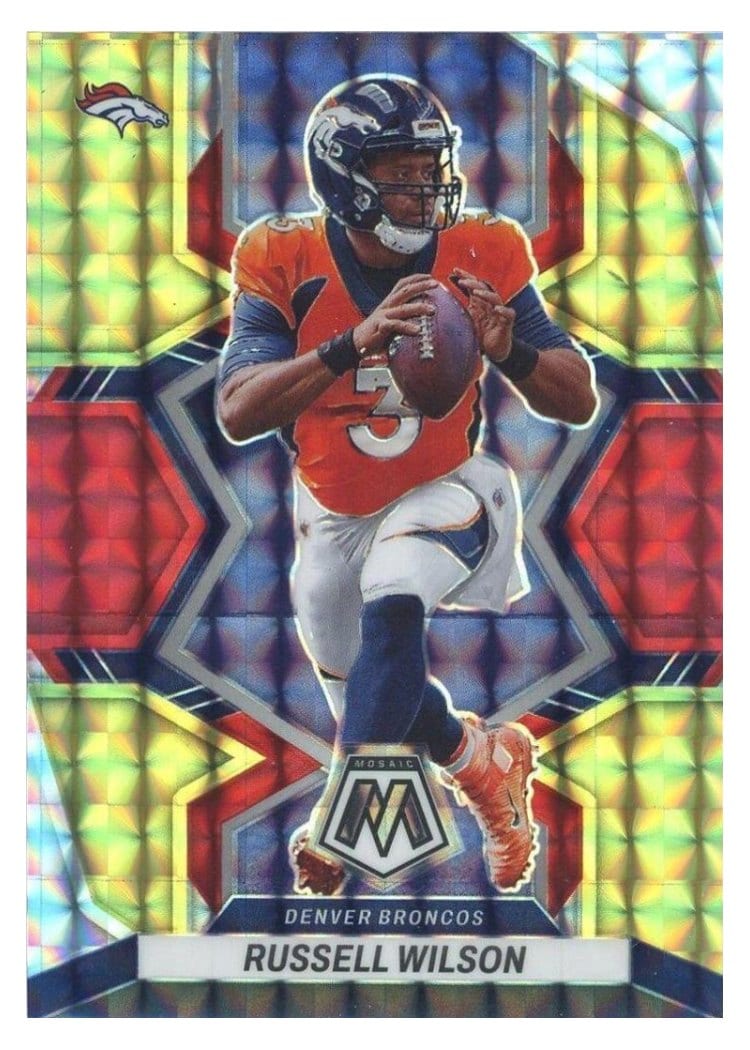 2022 Panini Mosaic Base Set Russell Wilson Choice Fusion Red Yellow #58 card