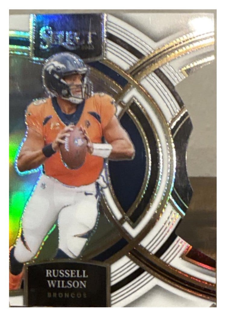 2023 Panini Select Base Set Russell Wilson White Prizm Die-Cut #129 card