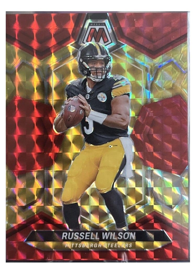 2024 Panini Mosaic Base Set Russell Wilson Fusion Red Yellow Choice #183 card